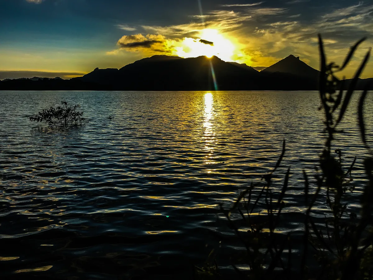 The Parakrama Samudra reservoir at Polonnaruwa at dusk